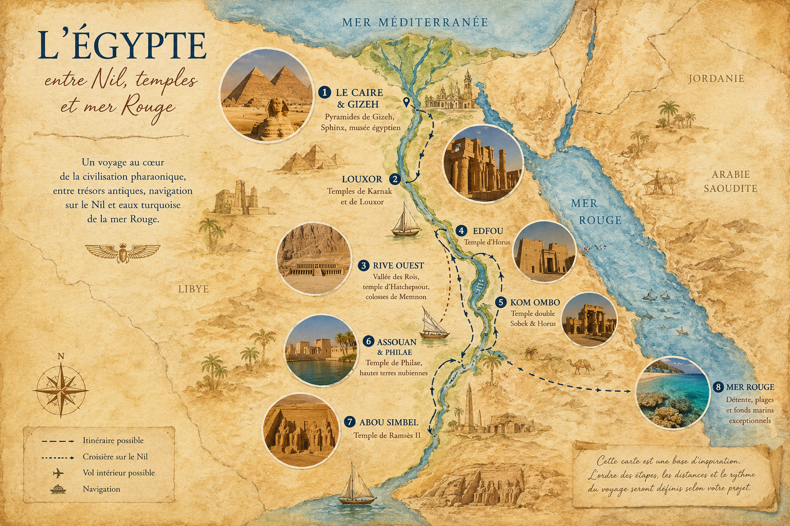 Carte illustrée de l’Égypte