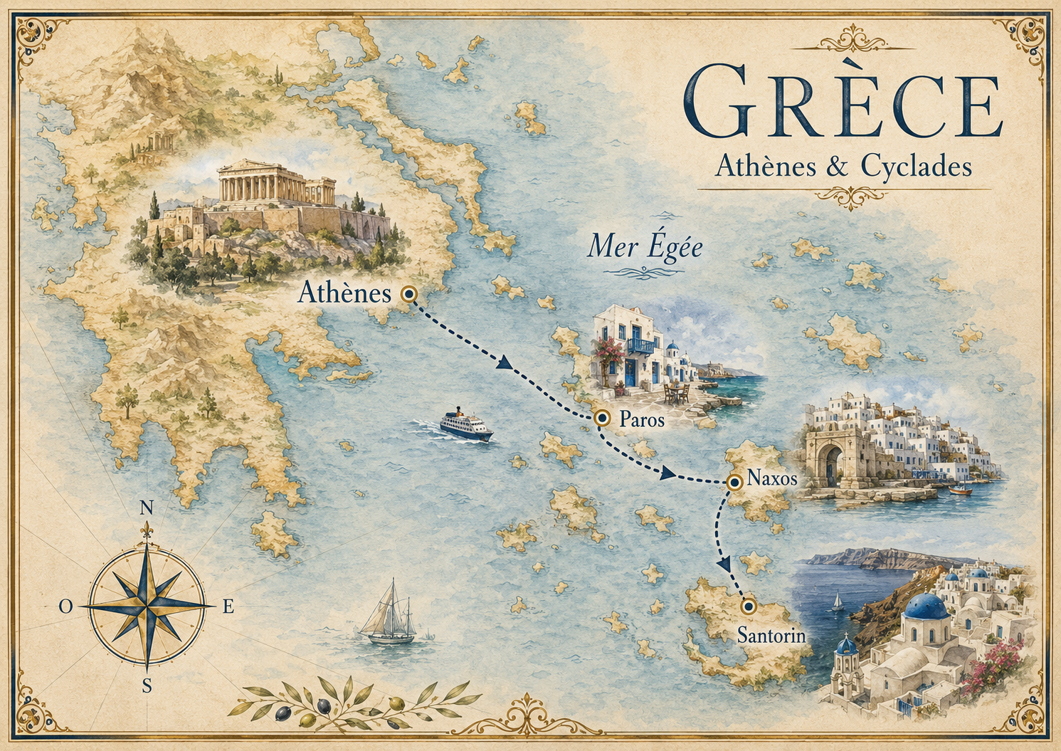 Carte illustrée de la Grèce