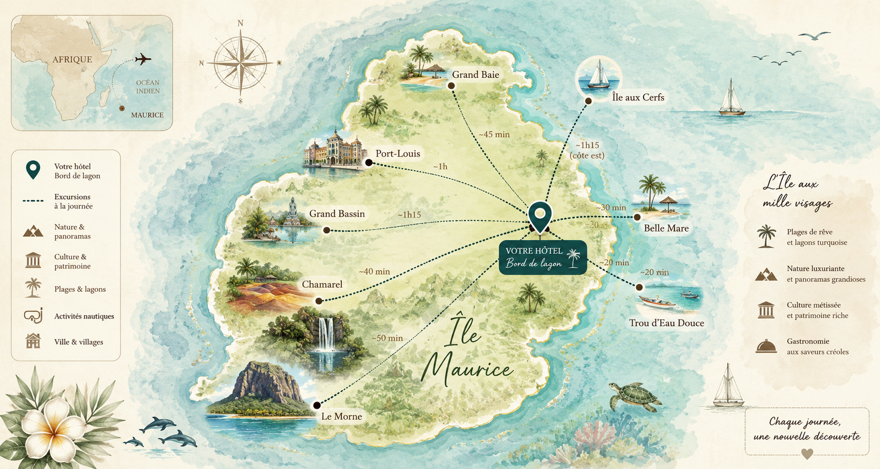 Carte illustrée de l’île Maurice